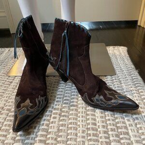 Antonio Milani Brown Suede Western Bootie 8.5M